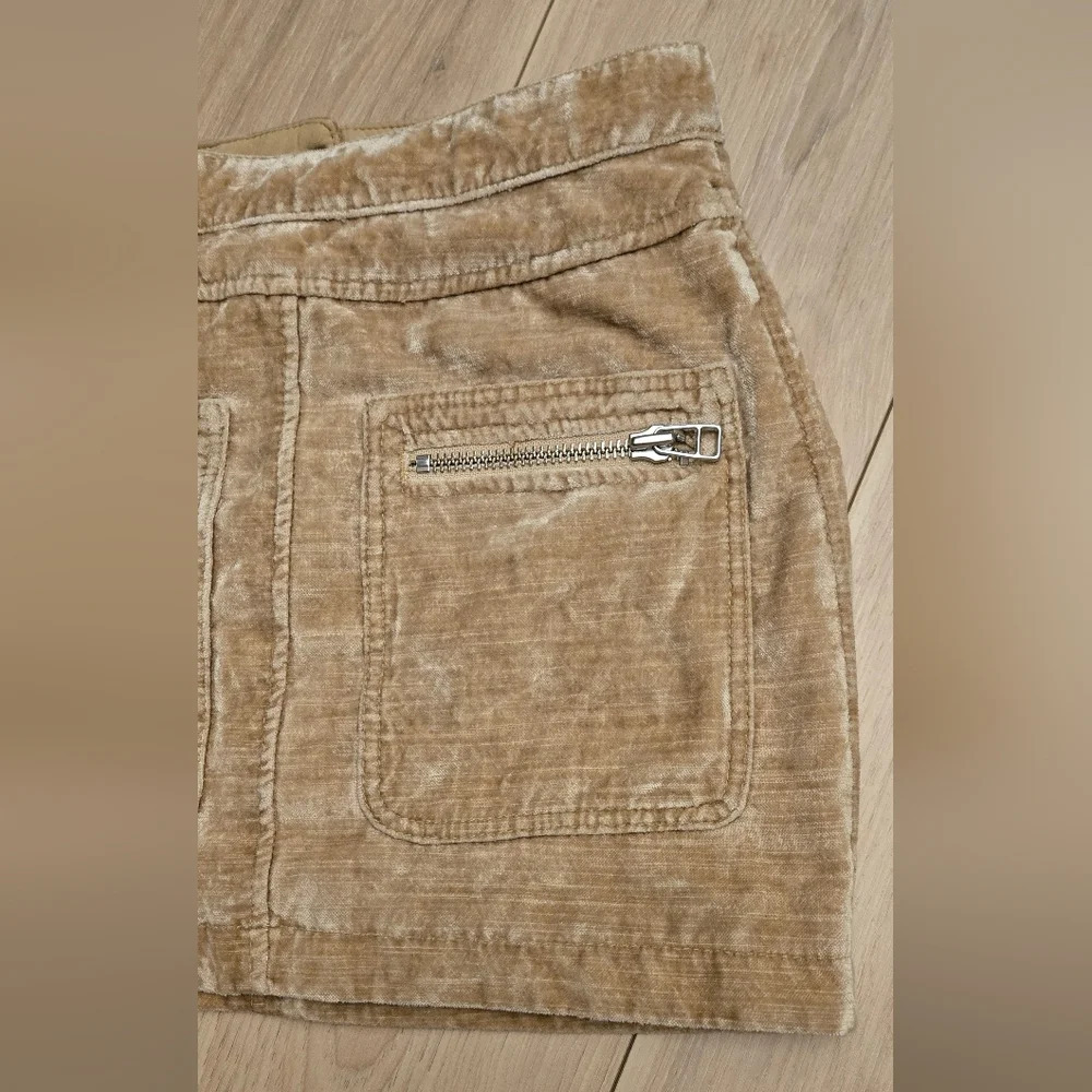 Free People Dust to Dust Crushed Velvet Fall Mini Skirt Creamy Tan - Picture 7 of 8